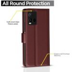 Omt Leather Flip Cover for Vivo Y21 2021 (Brown)
