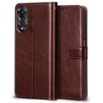 Omt Flip Cover Back Case Cover for Oppo A78 5G Flexible Leather Finish.