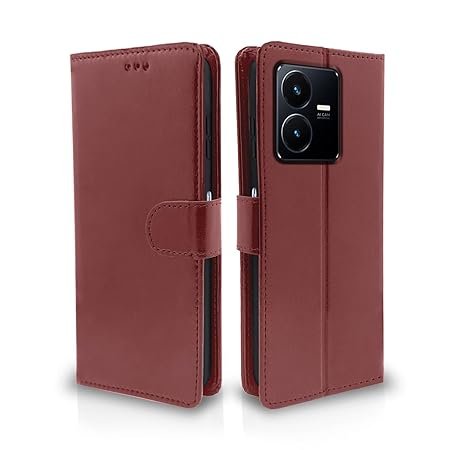 Omt Leather Finish Flip Back Cover for Vivo Y22