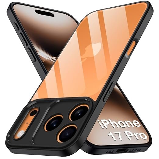 Shockproof Sleek Armor Back Cover Case for iPhone 17 Pro | 360° Protection (PC & TPU, Transparent Clear Back, Black Sides)