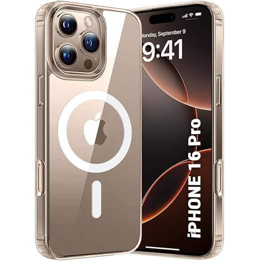 iPhone 16 Pro | Shockproof Design | Hard Back Cover (PC & TPU, Magsafe Compatible, Clear)