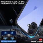 iPhone 16 Plus | 360° Protection | Crystal Clear Hard Back Cover (PC & TPU, Transparent Clear Back, Black Sides)