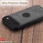 Genuine Leather Finish Back Cover Case for iPhone 17 Air | ShockProof Design | Raised Edges for Camera & Screen Protection (Black)- Logo