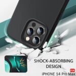 Silicone Back Cover Case for iPhone 14 Pro Max | Soft Micro-Fibre Lining Inside | Camera Protection Bump | Shockproof Back Cover (Silicone, Black)-Logo