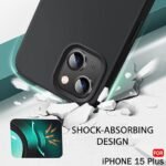 Silicone Back Cover Case for iPhone 15 Plus | Soft Micro-Fibre Lining Inside | Camera Protection Bump | Shockproof Back Cover (Silicone, Black)- Logo