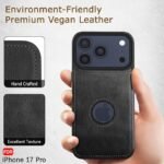 Genuine Leather Finish Back Cover Case for iPhone 17 Pro | Shockproof Design | Raised Edges for Camera & Screen Protection (Black)