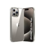 Ultra-Hybrid Shockproof Back Cover Case for iPhone 15 Pro Max | Camera Protection Bump | Hard Back Cover (PC & TPU, Crystal Clear Back, Transparent Sides)