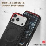 Genuine Leather Finish Back Cover Case for iPhone 17 Pro | Shockproof Design | Raised Edges for Camera & Screen Protection (MagSafe Compatible, Black)