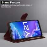 Omt Leather Flip Cover for Vivo Y21 2021 (Brown)