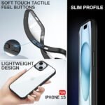 TPU+PC Ultra-Hybrid Crystal Clear Back Cover Case For Iphone 15 | Slim Fit Shockproof Design | Camera Protection Bump | Transparent Back Cover Case (Black Bumper), Black