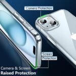 Ultra-Hybrid Shockproof Back Cover Case for iPhone 15 | Camera Protection Bump | Hard Back Cover (PC & TPU, Crystal Clear Back, Transparent Sides)