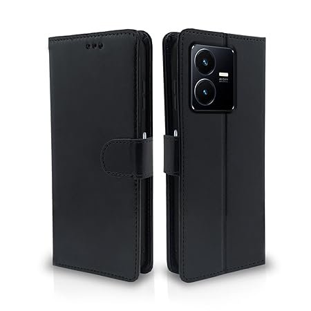 Omt Flip Cover for Vivo Y22 (Black)