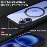 Ultra-Hybrid Back Cover Case for iPhone 16 Compatible with MagSafe | Camera Protection | Crystal Clear Transparent Back Cover (PC & TPU, Black Bumper)