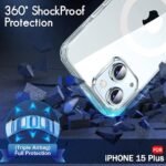 iPhone 15 Plus Compatible with MagSafe | Camera Protection | Hard Crystal Clear Back | Shockproof Case (PC & TPU, Transparent)