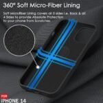 Silicone Back Cover Case for iPhone 14 | Soft Micro-Fibre Lining Inside | Camera Protection Bump | Shockproof Back Cover (Silicone, Black)- Logo