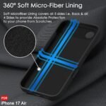 Silicone Back Cover Case for iPhone 17 Air | Soft Micro-Fibre Lining Inside | Camera Protection Bump | Shockproof Back Cover (Silicone, Black)