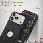 Genuine Leather Finish Back Cover Case for iPhone 17 Pro Max | Shockproof Design | Raised Edges for Camera & Screen Protection (Black)
