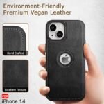 Leather Finish iPhone 14 Back Cover Case | Shockproof Design | Raised Edges for Camera & Screen Protection (Black)
