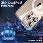 iPhone 16 Pro | Shockproof Design | Hard Back Cover (PC & TPU, Magsafe Compatible, Clear)