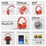 realme TechLife Studio H1 Over The Ear Over Ear Wireless Headphone with 70Hours Playtime 360° Spatial Audio, 40mm Drivers, 80ms Superlow Latency, 43 dB Adaptive ANC- Red