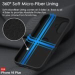 Silicone Back Cover Case for iPhone 16 Plus | Soft Micro-Fibre Lining Inside | Camera Protection Bump | Shockproof Back Cover (Silicone, Black)- Logo