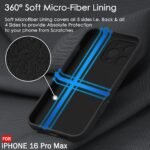 Silicone Back Cover Case for iPhone 16 Pro Max | Soft Micro-Fibre Lining Inside | Camera Protection Bump | Shockproof Case (Silicone, Black)