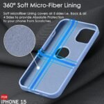 Silicone Back Cover Case for iPhone 15 | Soft Micro-Fibre Lining Inside | Camera Protection Bump | Shockproof Back Cover (Silicone, Blue)- Logo