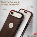 Genuine Leather Finish Back Cover Case for iPhone 17 Air | ShockProof Design | Raised Edges for Camera & Screen Protection (Brown)- Logo