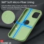 Silicone Back Cover Case for iPhone 15 | Soft Micro-Fibre Lining Inside | Camera Protection Bump | Shockproof Back Cover (Silicone, Green)- Logo