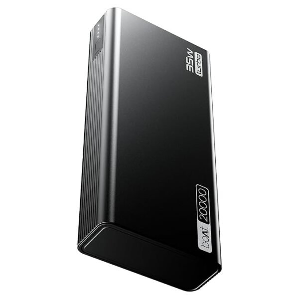 boAt Energyshroom PB435 20000 mAh 35W Super Fast Charging Power Bank, Smart 12 Layer Protection (4X Output Ports (Black)