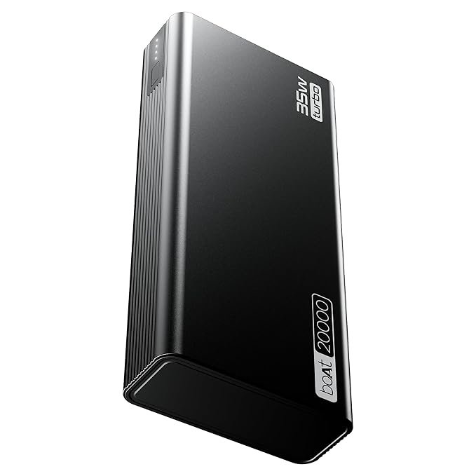 boAt Energyshroom PB435 20000 mAh 35W Super Fast Charging Power Bank, Smart 12 Layer Protection (4X Output Ports (Black) boAt Energyshroom PB435 20000 mAh 35W Super Fast Charging Power Bank, Smart 12 Layer Protection (4X Output Ports (Black)