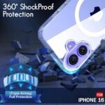 Clear Back Case Cover for iPhone 16 | Shockproof Design | Hard Back Cover for iPhone 16 (PC & TPU, Magsafe Compatible, Clear)