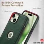 Leather Finish iPhone 15 Back Cover Case | Shockproof Design | Raised Edges for Camera & Screen Protection | Stunning Minimalist Design Back Cover (Green)