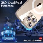 iPhone 16 Pro Max | Shockproof Design | Hard Back Cover for iPhone 16 Pro Max (PC & TPU, Magsafe Compatible, Clear)