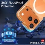 Ultra-Hybrid Crystal Clear Back Case Cover for iPhone 17 Pro | Shockproof Design | Hard Back Cover (PC & TPU, Magsafe Compatible, Clear)