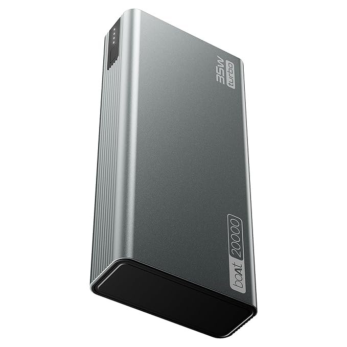 boAt Energyshroom PB435 20000 mAh 35W Super Fast Charging Power Bank, Smart 12 Layer Protection (4X Output Ports (Grey) boAt Energyshroom PB435 20000 mAh 35W Super Fast Charging Power Bank, Smart 12 Layer Protection (4X Output Ports (Grey)