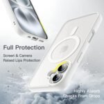 MagSafe Compatible iPhone 16 Case – Hard PC, Anti-Yellow Transparent Anti-Scratch Shockproof Phone Case - White.