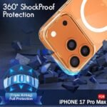 Ultra-Hybrid Crystal Clear Back Case Cover for iPhone 17 Pro Max | Shockproof Design | Hard Back Cover (PC & TPU, Magsafe Compatible, Clear)