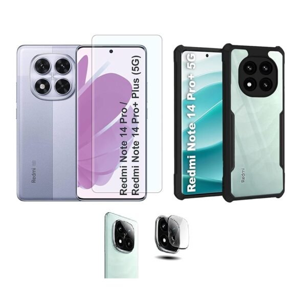 3 in 1 Combo Pack for Mi Redmi Note 14 Pro Plus 5G – Eagle Back Cover (Back Cover + Camera Lens Protector + Tempered Glass)