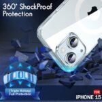 Ultra-Hybrid Shockproof Back Cover Case for iPhone 15 Compatible with MagSafe | Camera Protection Bump (PC & TPU, Crystal Clear Back, Transparent Sides)