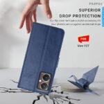 Omt Leather Flip Back Cover Case for Vivo Y27 5G (Blue)