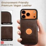 Genuine Leather Finish Back Cover Case for iPhone 17 Pro | Shockproof Design | Raised Edges for Camera & Screen Protection (Brown)