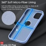 Silicone Back Cover Case for iPhone 15 Plus | Soft Micro-Fibre Lining Inside | Camera Protection Bump | Shockproof Back Cover (Silicone, Blue)- Logo