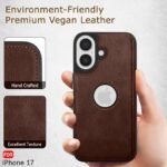Leather Finish Back Cover Case for iPhone 17 | Shockproof | Camera & Screen Protection (Brown)