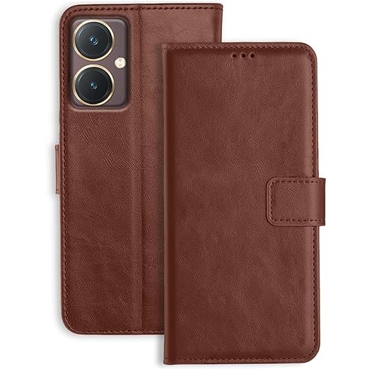 Omt Flip Case for Vivo Y27 5G (Brown)