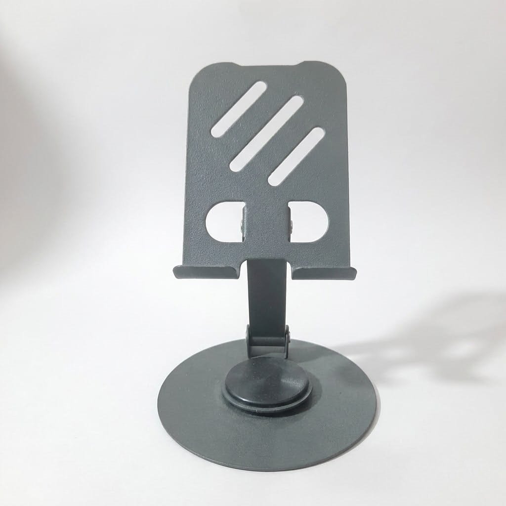Mobile Holding Stand with 360°Rotatable & Height Adjustable, Foldable & Anti-Skid Design, Stable Metallic Round Base, Mobile Holder for Smartphone, Tablets, Kindles