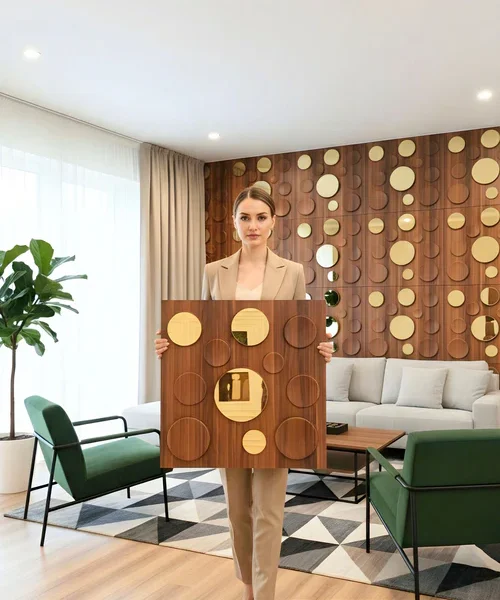 07 Polka Dots 3D PVC Panel (Mirror) (Size 50*50cm)- W1 Wooden (Pack of 1)