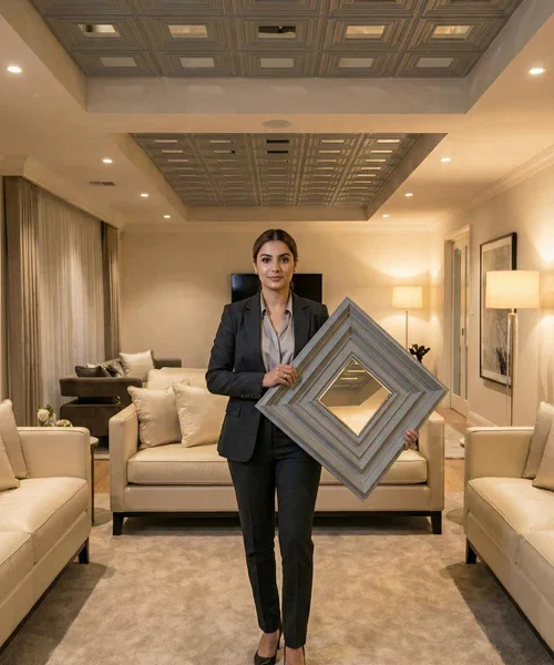 19 Vault - Vault 3D PVC Panel (Mirror)- Colors: Grey (Size 50*50cm) (Pack of 1)