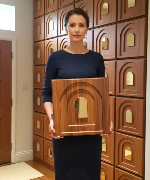 21 Arch - Arch 3D PVC Mirror Panel - Colors: Wooden W1 (Size 50*50cm) (Pack of 1)