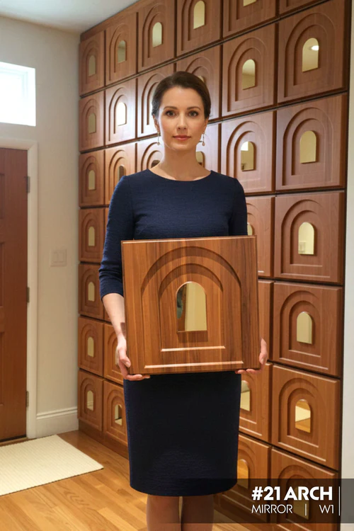 21 Arch - Arch 3D PVC Mirror Panel - Colors: Wooden W1 (Size 50*50cm) (Pack of 1)